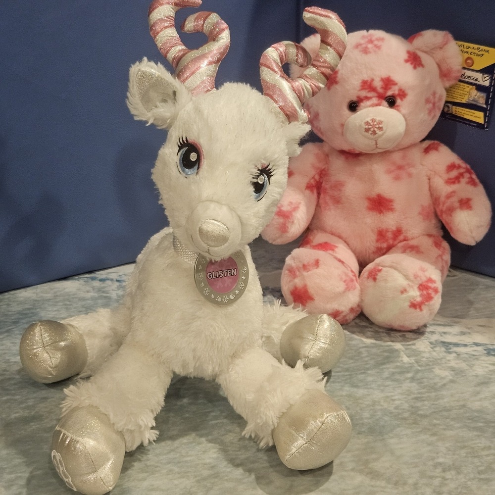 Build A Bear Glisten Reindeer Snowflake Teddy Bear Winter Wonderland Plush‎ Set